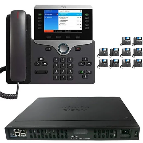 10-phone Cisco SIP system — 10× Cisco 8841 desk phones with IP PBX router