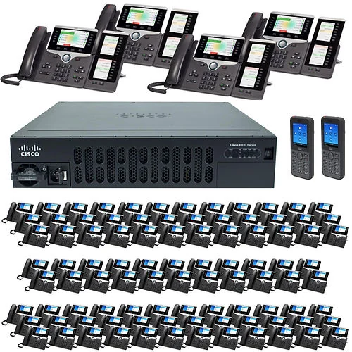 100-phone Cisco SIP system — 94× Cisco 8841 and 4× Cisco 8851 with IP PBX router