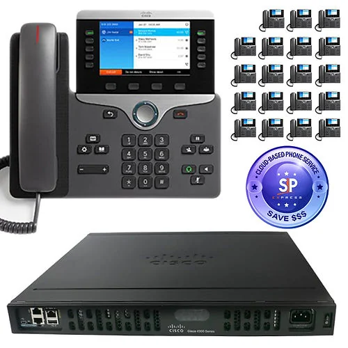 20-phone Cisco SIP system — 20× Cisco 8841 desk phones with IP PBX router